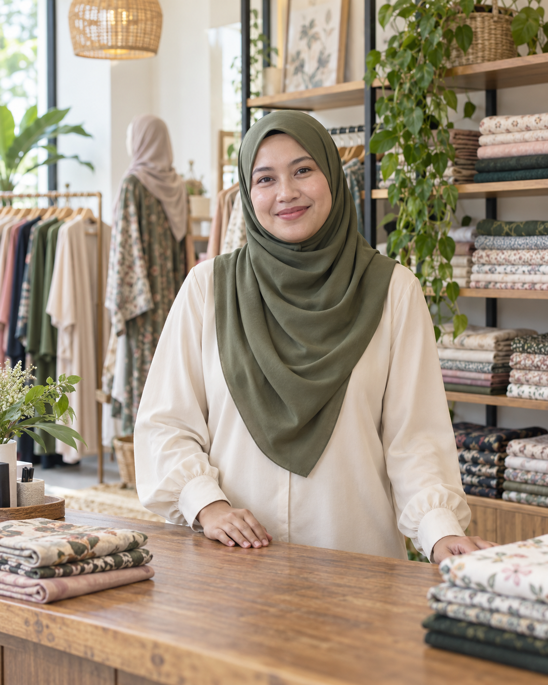 Usahawan wanita Melayu di butik pakaiannya